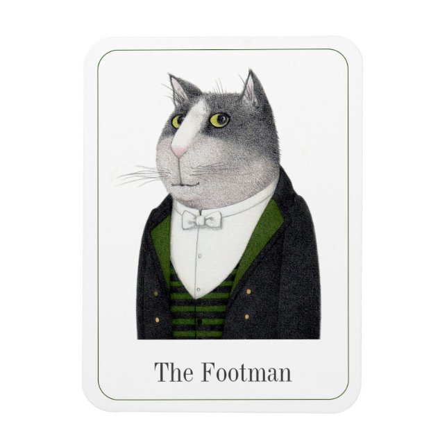 FOOTMAN CAT 3x4 Flexible Magnet + Text II (Vertical)