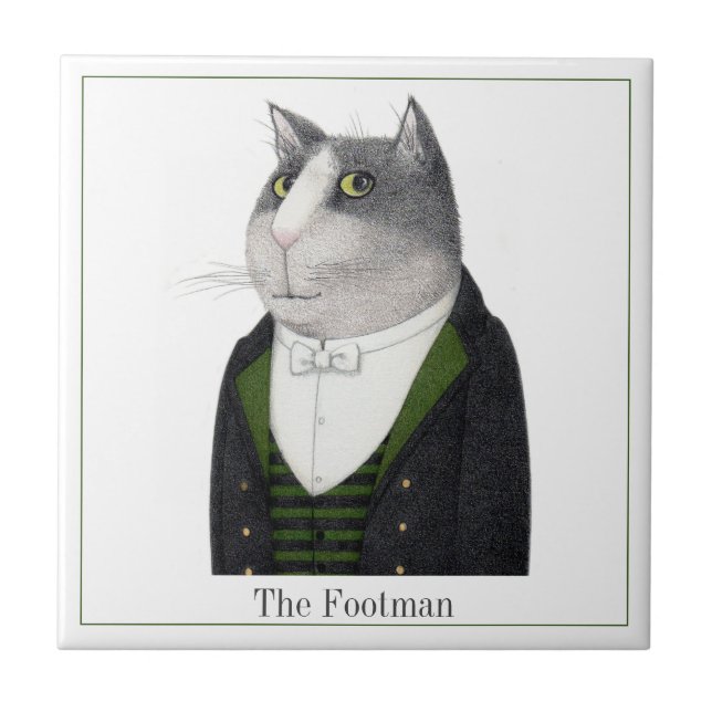 FOOTMAN CAT 4.25" Square Ceramic Tile + Text (Front)