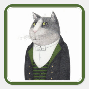 FOOTMAN CAT Large Square Stickers