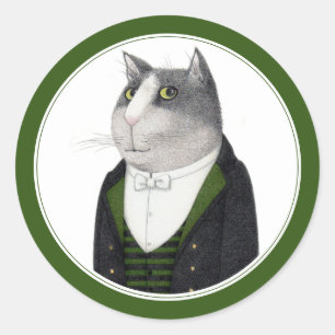 FOOTMAN CAT Small Round Stickers