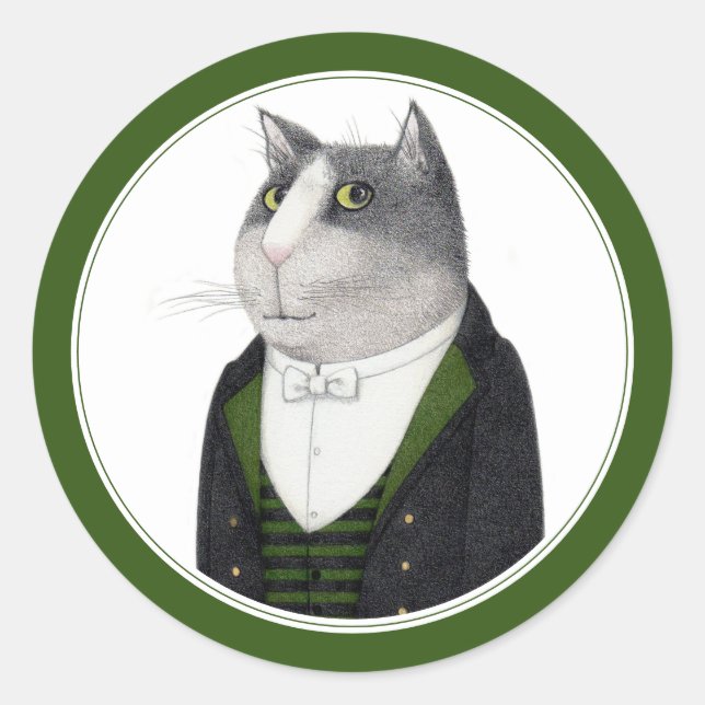 FOOTMAN CAT Small Round Stickers (Front)
