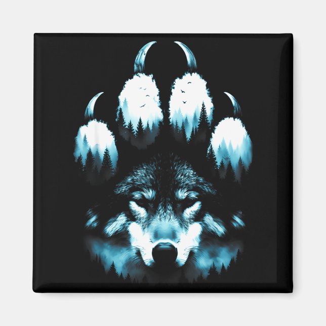 Footprint Animals Wolves Lovers Wolf Howling At Th Magnet (Front)
