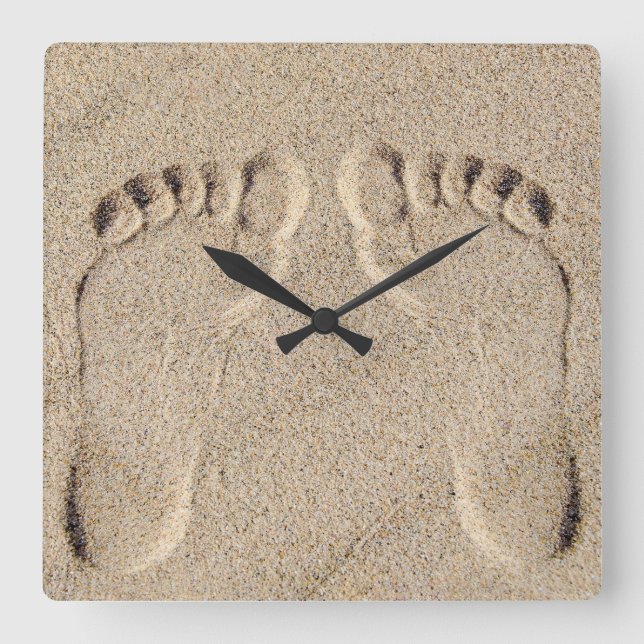 Footprint In Sand  Square Wall Clock (Front)