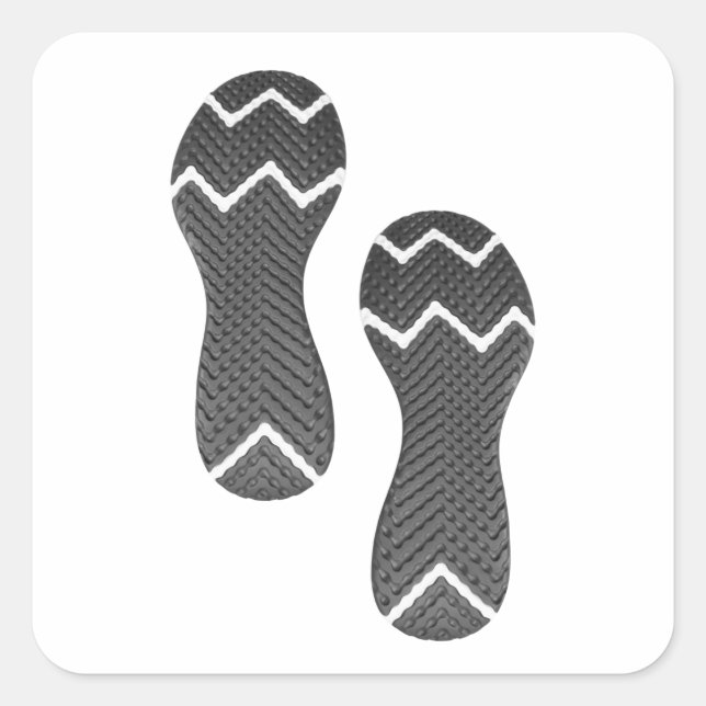 Footprint of running shoes square sticker (Front)