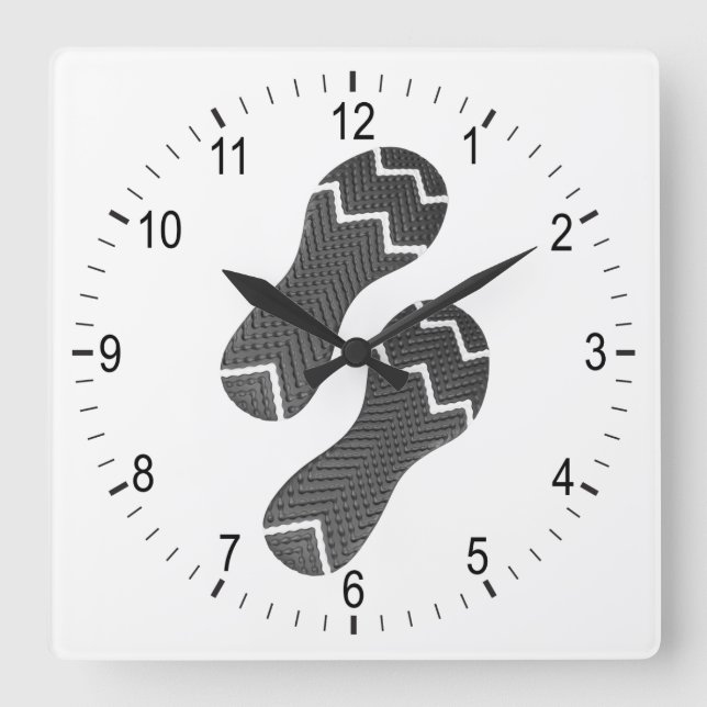 Footprint of running shoes square wall clock (Front)