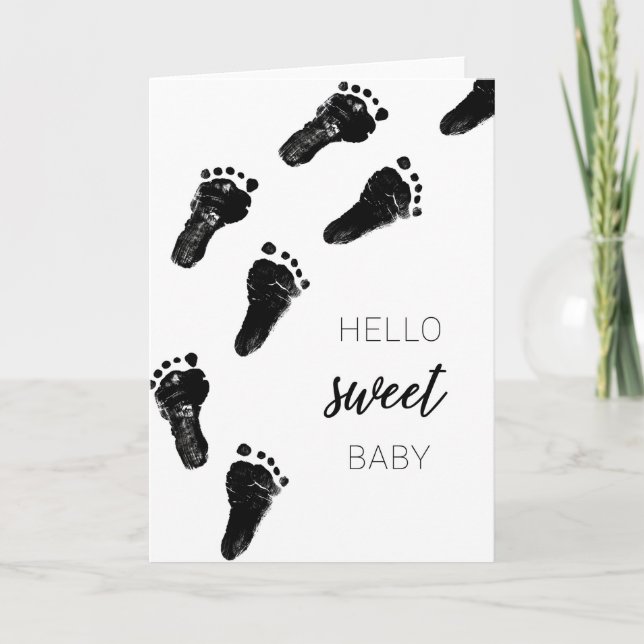 Footprints Baby shower et nouvelle carte de Bébé C (Devant)