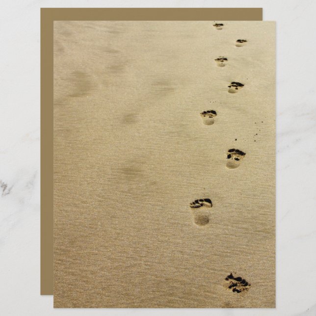 Footprints Beach Sand Scrapbooking Paper (Front/Back)