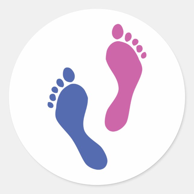 footprints coloured classic round sticker (Front)