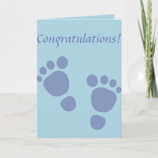 Footprints Congratulations Newborn Boy Card (Front)