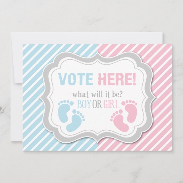 Footprints Gender Reveal Voting Table Sign Invitation (Front)