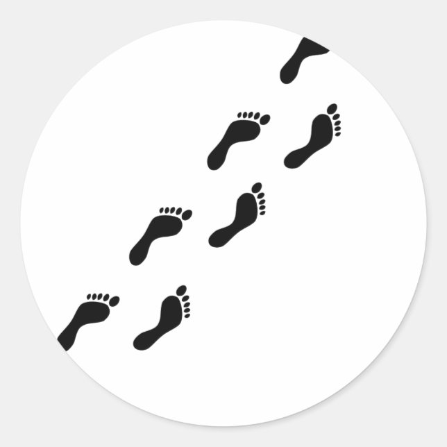 footprints icon classic round sticker (Front)