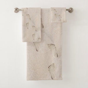 Footprints in Beach Sand Bath Towel Set