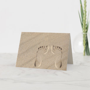 Footprints In Beach Sand Birthday Card