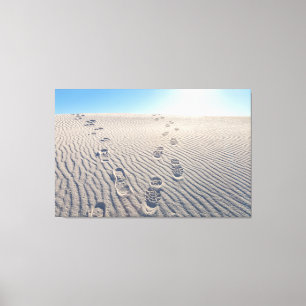 Footprints in Desert Canvas Print