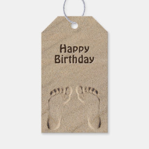 Footprints In Sand Birthday Gift Tags