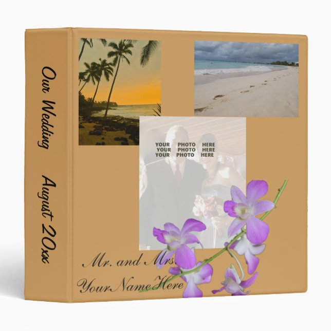 Footprints in Sand Wedding Photo Album Binder (Front/Spine)