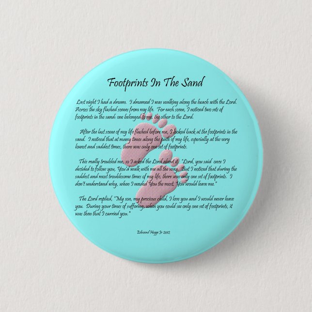 Footprints In The Sand 2 Inch Round Button (Front)