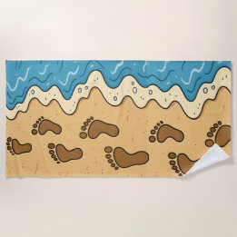 Footprints in the sand beach towel