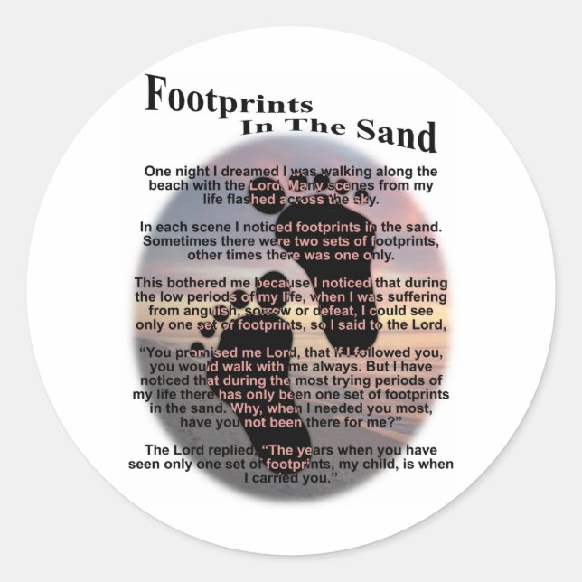 Footprints in the Sand Classic Round Sticker (Front)
