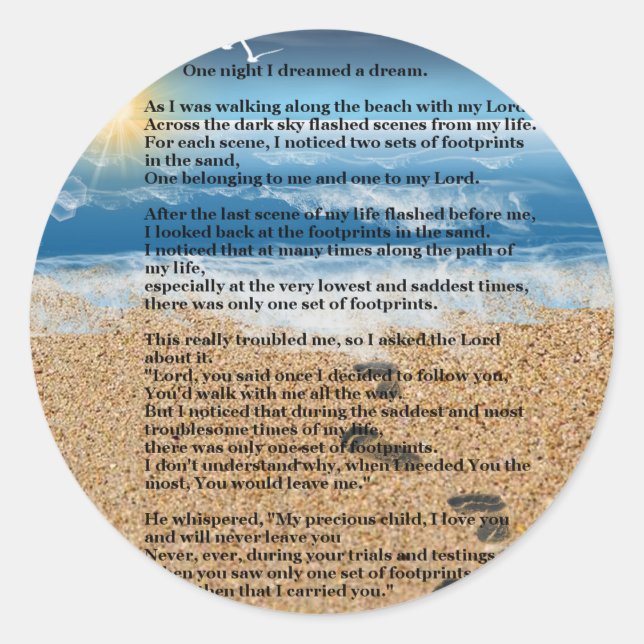 Footprints in the Sand Classic Round Sticker (Front)