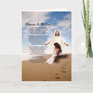 Footprints in the Sand Greeting Holiday Card
