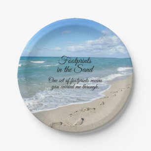Footprints in the Sand Inspirational Christian Paper Plate