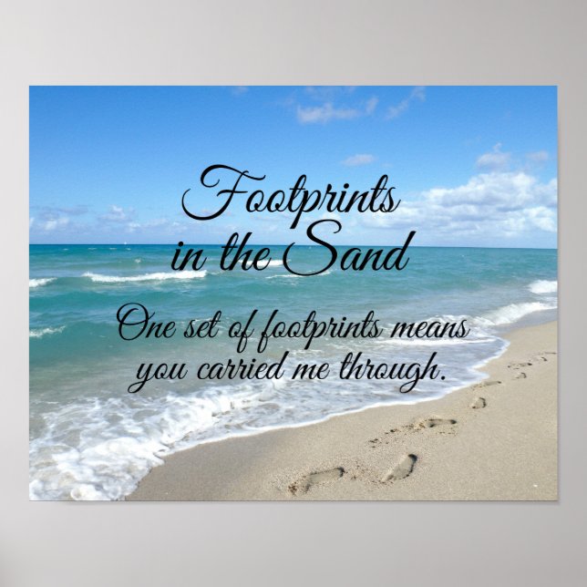 Footprints in the Sand Inspirational Christian Poster (Front)