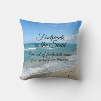 Footprints in the Sand Inspirational Christian Throw Pillow
