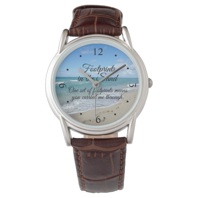 Footprints in the Sand Inspirational Christian Watch (Front)