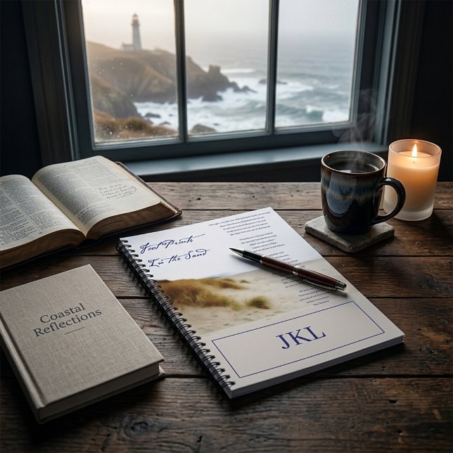 footprints in the sand monogram personalized notebook (Creator Uploaded)