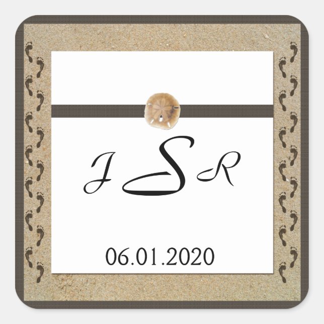 Footprints in the Sand Monogram Sticker (Front)