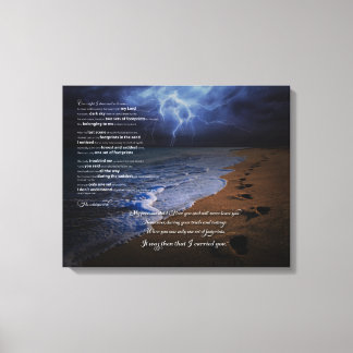 Footprints in the Sand Poem 20x16 (stormy) Canvas Print