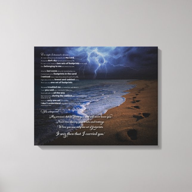 Footprints in the Sand Poem Canvas Print (Front)