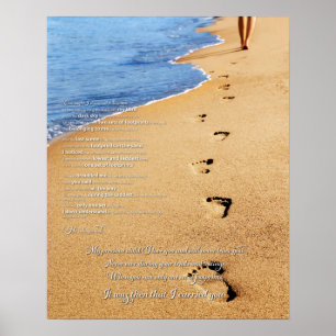 Footprints in the Sand Poem Poster