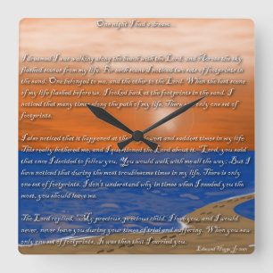 Footprints in the Sand Poem Square Wall Clock