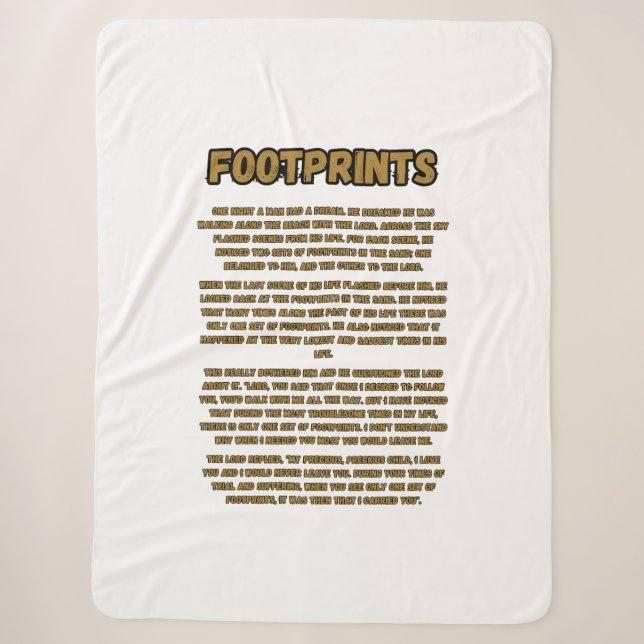 Footprints In The Sand Prayer Sherpa Blanket (Front)