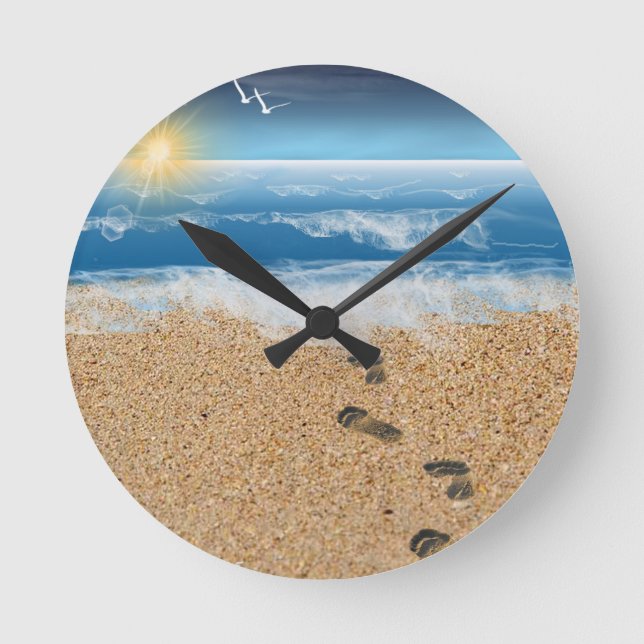 Footprints in the Sand Round Clock (Front)