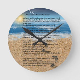 Footprints in the Sand Round Clock