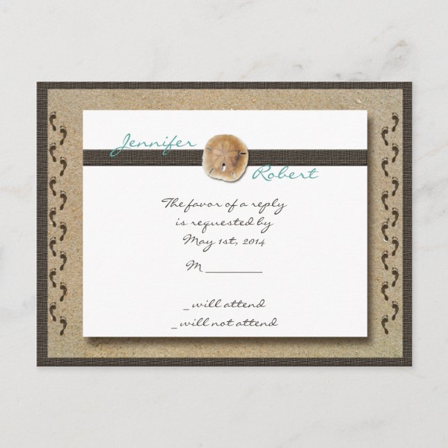 Footprints in the Sand RSVP Postcard (Front)