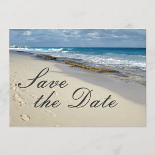 Footprints in the sand "save the date" save the date