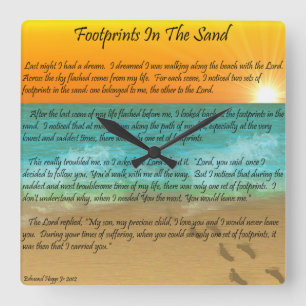 Footprints in the Sand Square Wall Clock