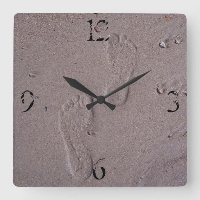 Footprints in the Sand Square Wall Clock (Front)