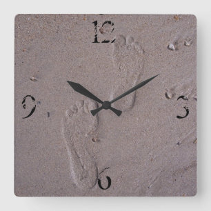 Footprints in the Sand Square Wall Clock