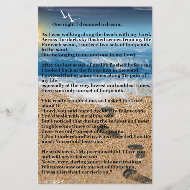 Footprints in the Sand Stationery (Front)