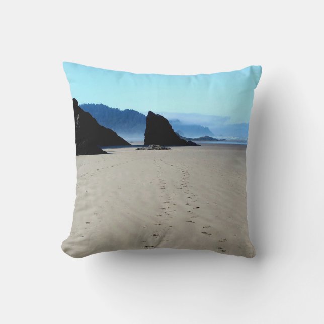 Footprints In The Sand Throw Pillow (Front)