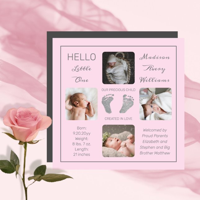 Footprints Magnetic Photo Birth Announcement (Creator Uploaded)