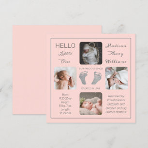 Footprints Multiple Photo Birth Announcement