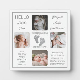 Footprints Multiple Photo White Birth Keepsake  Plaque