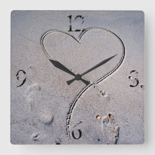 Footprints of the Heart Square Wall Clock