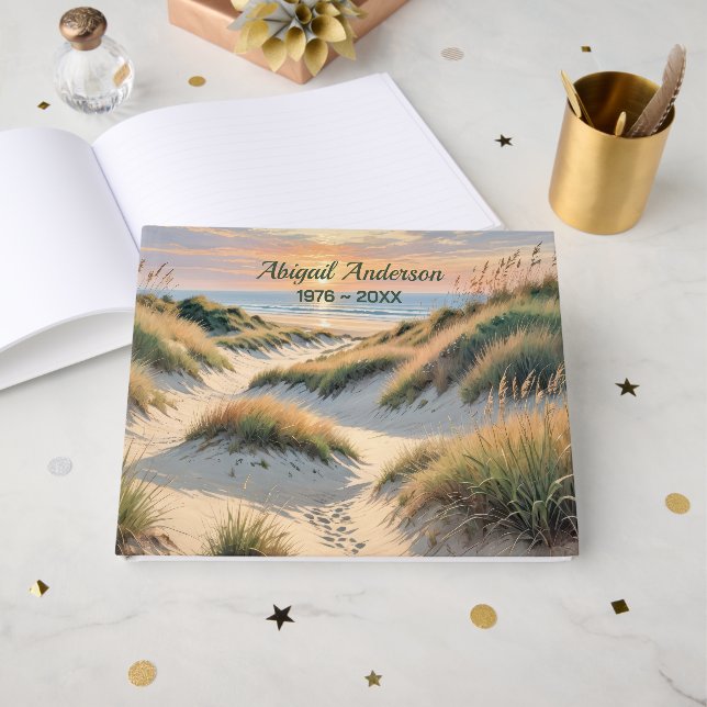 Footprints On Beach Dune Guest Book (Front Open)
